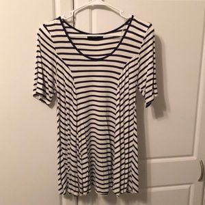 Navy and White Striped Top